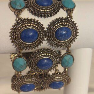 Beautiful LUCKY BRAND Aqua Blue Chunky Bracelet (7.5") with Pouch